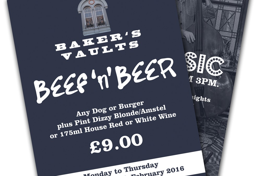 Baker’s Vaults Pub Offer Leaflets and Posters